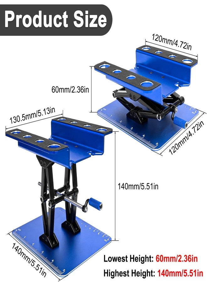 LRFHL RC Car Stand Aluminum Repair Workstation for 1/8 1/10 1/12 1/16 Traxxas TRX4 Axial Arrma Redcat Crawler Monster Truck Buggy, RC Car Repair Work Stand 360 Degree Rotation Lift Lower Tool Kit (Blue) - Image 2